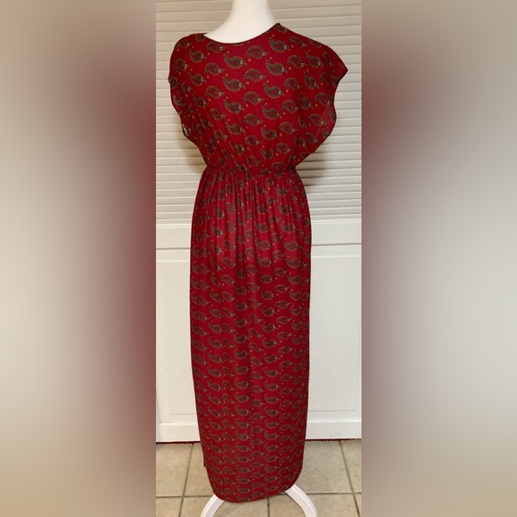 EUC Vintage Samye Split V-neck Maxi Dress Size Large - Picture 6 of 9